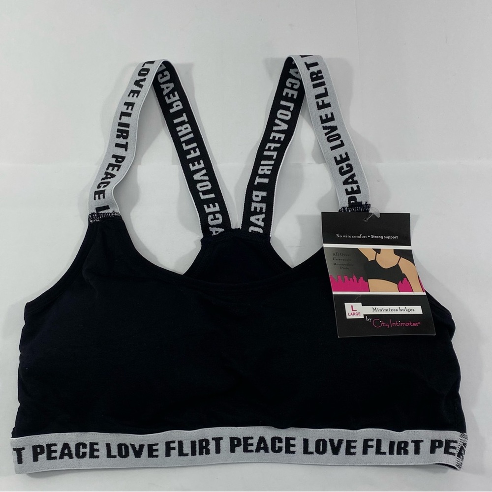 City Intimates Minimize Bulges Women's Size L Seamless Black Sports Bra